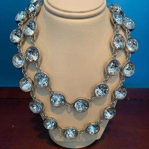 Necklace-Crystal and silver, double tiered